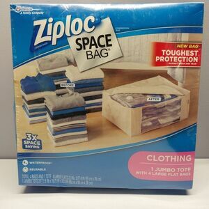 Ziploc Space Bag Clothing Storage Tote Jumbo Vacuum Compression Bags 5 Pc Sealed